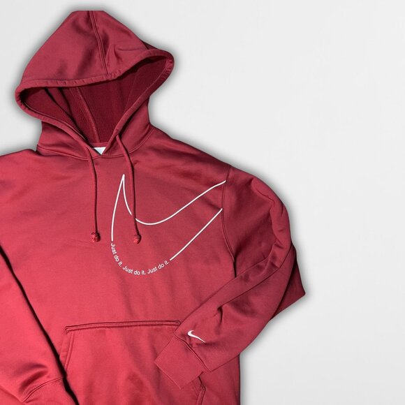 Nike Therma-Fit Red Hoodie With Swoosh Logo & Drawstring Hood XS - Picture 4 of 5